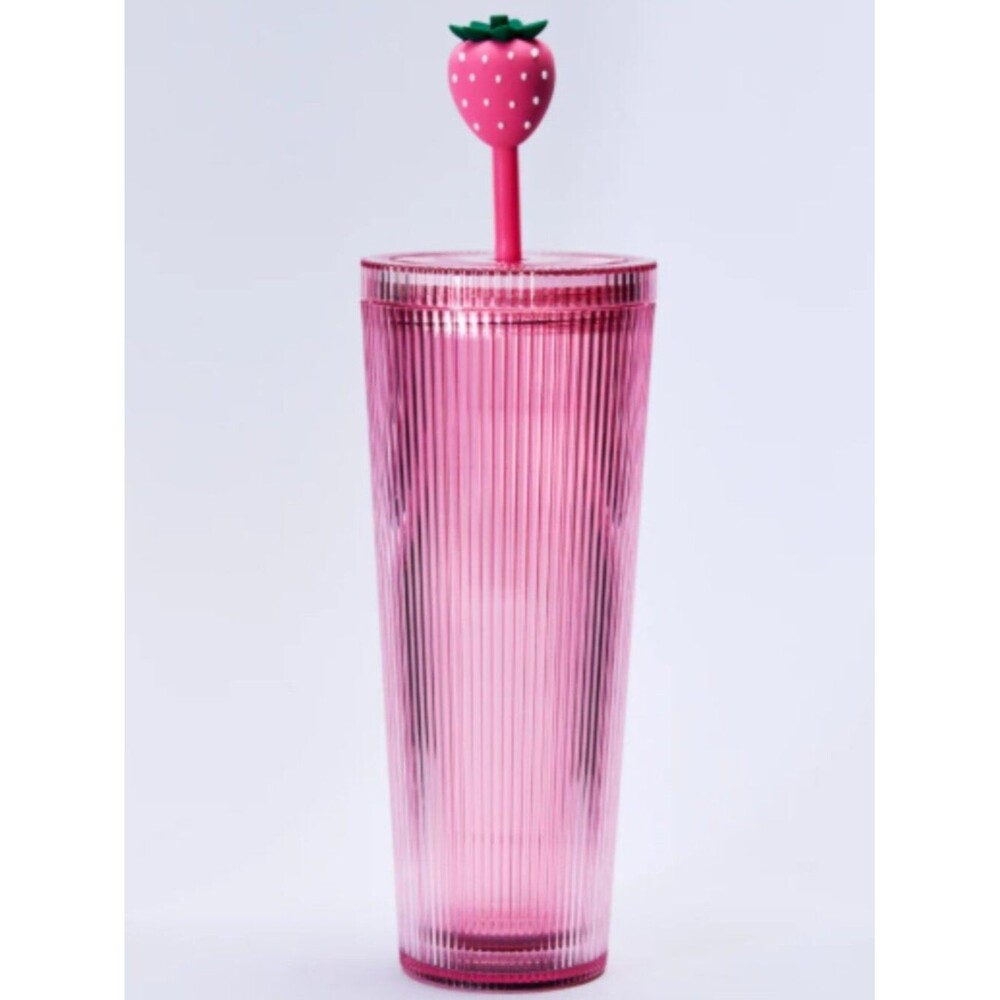 starbucks Pink Strawberry Tumbler with Lid and Straw